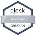 Plesk Obsidian Associate certification badge
